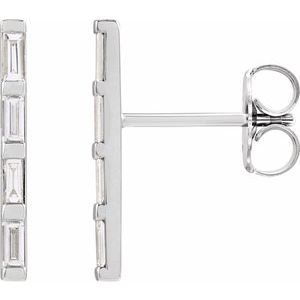 Sterling Silver 1/6 CTW Natural Diamond Bar Earrings