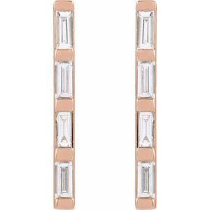 14K Rose Gold 1/6 CTW Natural Diamond Bar Earrings – image 2