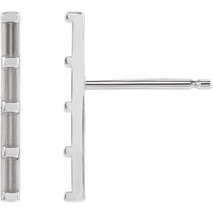 14K White Gold 2.5x1 mm Straight Baguette Four-Stone Bar Earring Mounting