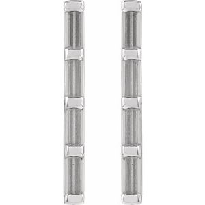 14K White Gold 2.5x1 mm Straight Baguette Four-Stone Bar Earring Mounting – image 2
