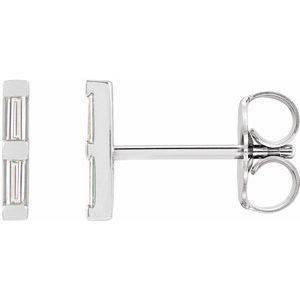 Sterling Silver .08 CTW Natural Diamond Bar Earrings