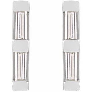 Sterling Silver .08 CTW Natural Diamond Bar Earrings – image 2