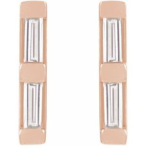 14K Rose Gold .08 CTW Natural Diamond Bar Earrings – image 2