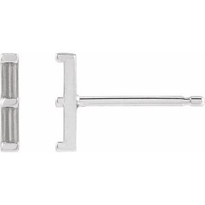 Platinum 2.5x1 mm Straight Baguette Two-Stone Bar Earring Mounting