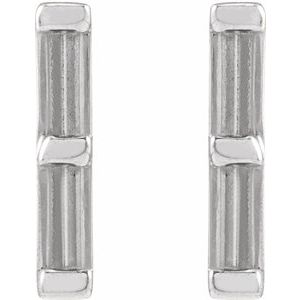 Sterling Silver 2.5x1 mm Straight Baguette Two-Stone Bar Earring Mounting – image 2