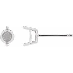 Platinum 3 mm Round 2-Prong Stud Earring Mounting