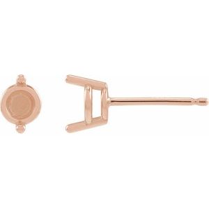 14K Rose Gold 2.5 mm 2-Prong Stud Earring Mounting