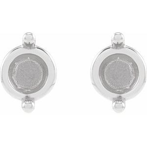 Platinum 3 mm Round 2-Prong Stud Earring Mounting – image 2