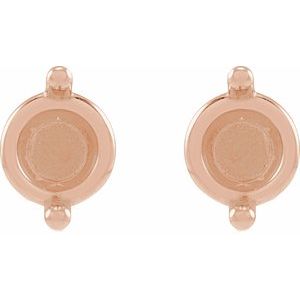 14K Rose Gold 2 mm Round 2-Prong Stud Earring Mounting – image 2