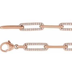 14K Rose Gold 1 CTW Natural Diamond Link 7" Bracelet – image 2