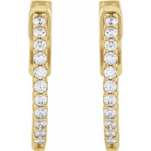 14K Yellow Gold Vermeil 1/3 CTW Lab-Grown Diamond Inside-Outside 15.5 mm Hinged Hoop Earrings – image 2