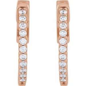 14K Rose Gold 1/3 CTW Natural Diamond Inside-Outside 15.5 mm Hinged Hoop Earrings – image 2