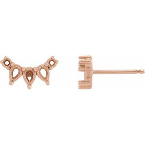 14K Rose Gold Accented Curved Bar Earring