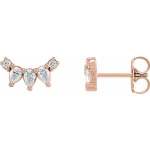 14K Rose Gold 1/3 CTW Natural Diamond Curved Bar Earrings