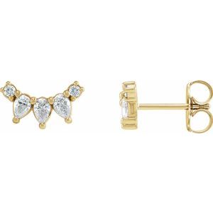 14K Yellow Gold 1/3 CTW Natural Diamond Curved Bar Earrings