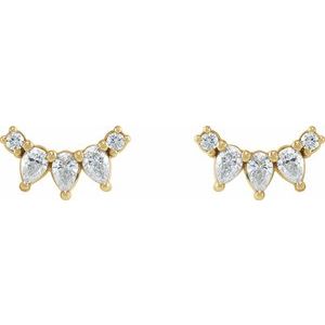 14K Yellow Gold 1/3 CTW Natural Diamond Curved Bar Earrings – image 2