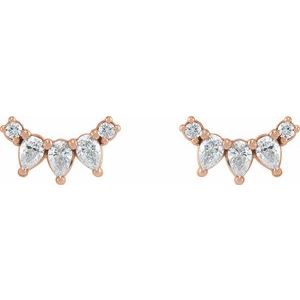 14K Rose Gold 1/3 CTW Natural Diamond Curved Bar Earrings – image 2