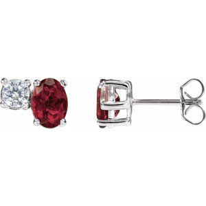 14K White Gold Lab-Grown Ruby & 1/2 CTW Lab-Grown Diamond Earrings