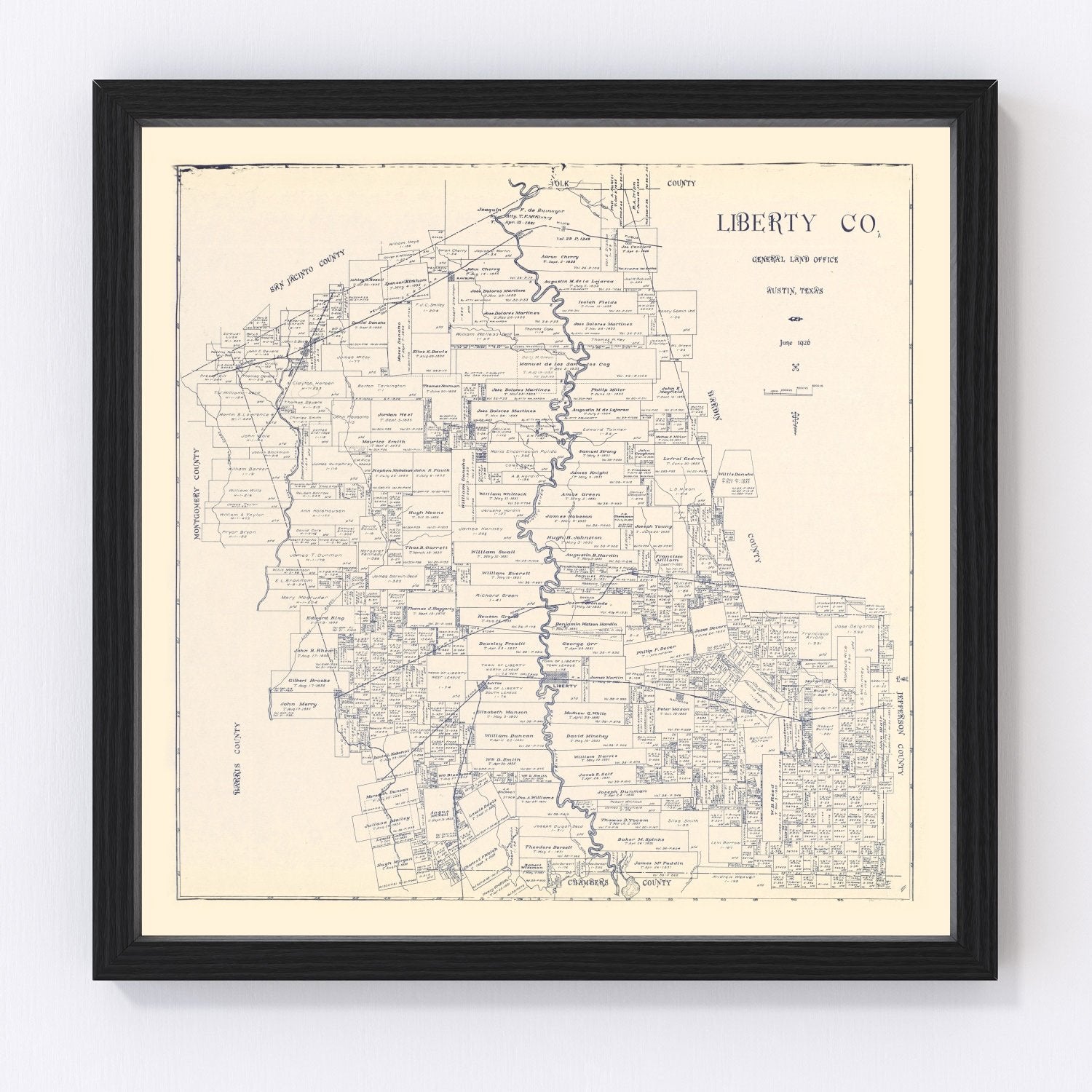 Vintage Map of Liberty County, Texas 1926