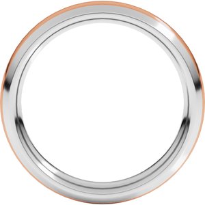 14K White/Rose 4 mm Stepped Beveled-Edge Inlay Comfort-Fit Half Round Band Size 16