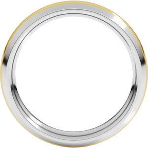 14K White/Yellow 4 mm Stepped Beveled-Edge Inlay Comfort-Fit Half Round Band Size 3