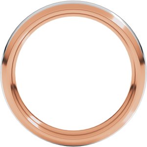 14K Rose/White 4 mm Stepped Beveled-Edge Inlay Comfort-Fit Half Round Band Size 8