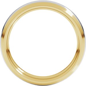 14K Yellow/White 4 mm Stepped Beveled-Edge Inlay Comfort-Fit Half Round Band Size 14