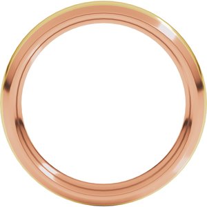 14K Rose/Yellow 4 mm Stepped Beveled-Edge Inlay Comfort-Fit Half Round Band Size 5