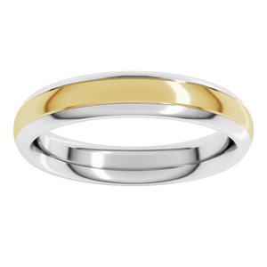 14K White/Yellow 4 mm Stepped Beveled-Edge Inlay Comfort-Fit Half Round Band Size 3