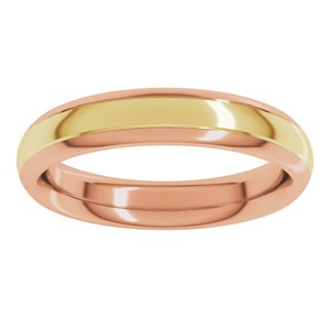 14K Rose/Yellow 4 mm Stepped Beveled-Edge Inlay Comfort-Fit Half Round Band Size 9