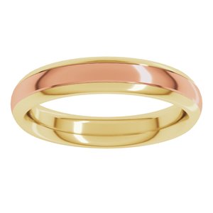 14K Yellow/Rose 4 mm Stepped Beveled-Edge Inlay Comfort-Fit Half Round Band Size 4.5