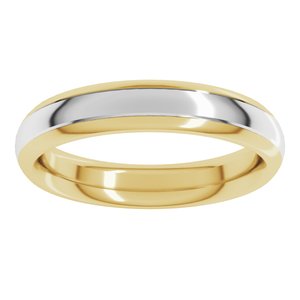 14K Yellow/White 4 mm Stepped Beveled-Edge Inlay Comfort-Fit Half Round Band Size 9