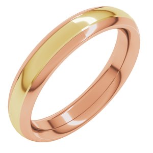 14K Rose/Yellow 4 mm Stepped Beveled-Edge Inlay Comfort-Fit Half Round Band Size 16