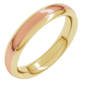 14K Yellow/Rose 4 mm Stepped Beveled-Edge Inlay Comfort-Fit Half Round Band Size 10