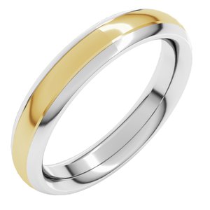 14K White/Yellow 4 mm Stepped Beveled-Edge Inlay Comfort-Fit Half Round Band Size 6