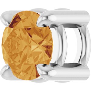 14K White 4 mm Natural Citrine Pendant