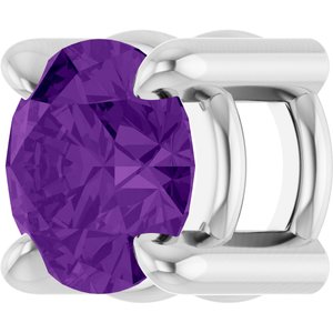 14K White 4 mm Natural Amethyst Pendant