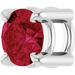 Sterling Silver 4 mm Lab-Grown Ruby Pendant