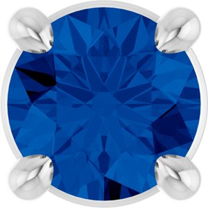 Platinum 4 mm Lab-Grown Blue Sapphire Pendant