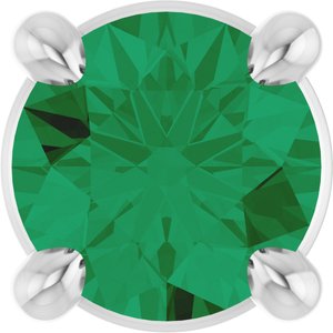 Platinum 4 mm Lab-Grown Emerald Pendant
