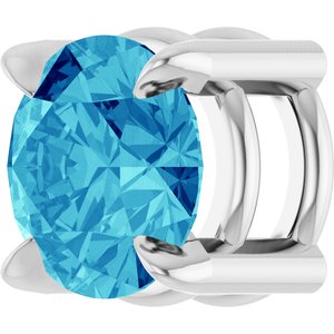 Platinum 5 mm Natural Blue Zircon Pendant