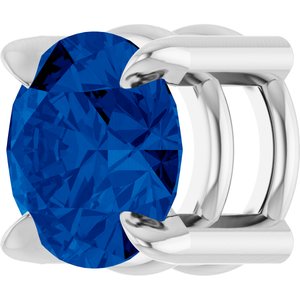 14K White 5 mm Lab-Grown Blue Sapphire Pendant