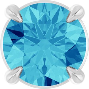 14K White 5 mm Natural Blue Zircon Pendant