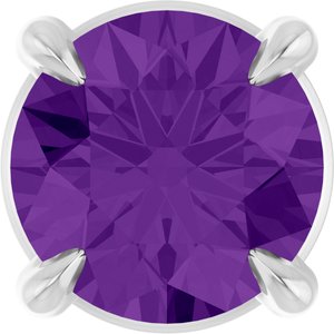 14K White 5 mm Natural Amethyst Pendant