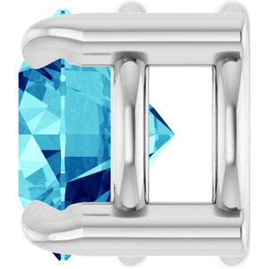14K White 5 mm Natural Blue Zircon Pendant
