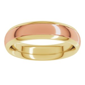 14K Yellow/Rose 5 mm Stepped Beveled-Edge Inlay Comfort-Fit Half Round Band Size 5.5