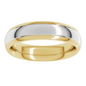 14K Yellow/White 5 mm Stepped Beveled-Edge Inlay Comfort-Fit Half Round Band Size 12.5
