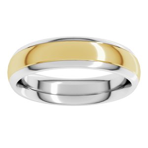 14K White/Yellow 5 mm Stepped Beveled-Edge Inlay Comfort-Fit Half Round Band Size 4