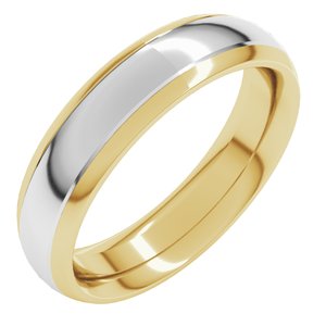 14K Yellow/White 5 mm Stepped Beveled-Edge Inlay Comfort-Fit Half Round Band Size 3