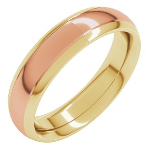 14K Yellow/Rose 5 mm Stepped Beveled-Edge Inlay Comfort-Fit Half Round Band Size 6